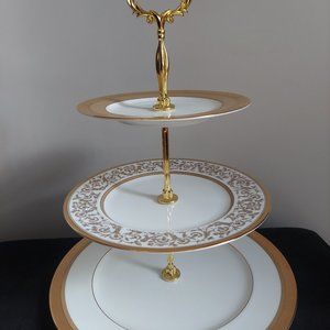 Noritake Summit Gold 3-Tiered Serving Tray